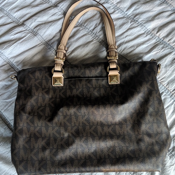 Michael Kors Handbags - Michael Kors Brown Monogram Tote w/ Studs